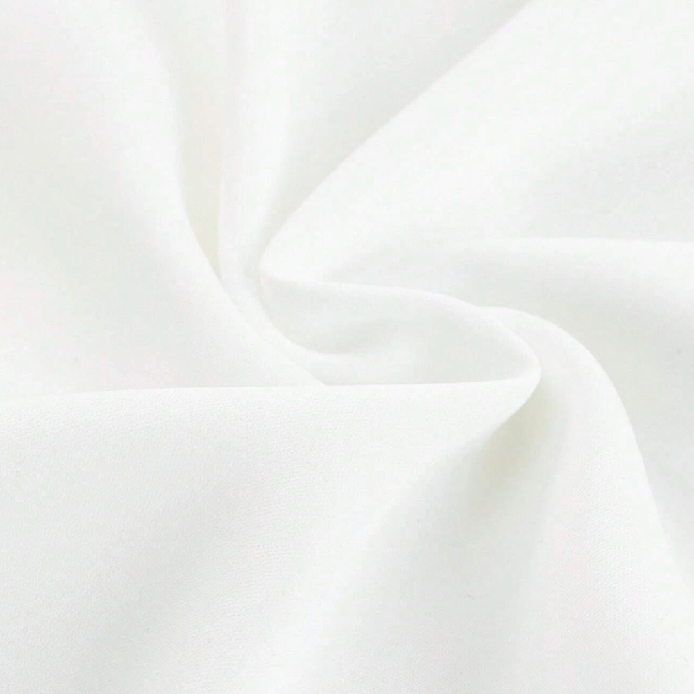 White Hidden Button Down Short Long Sleeve Pleated Details - Picture 11 of 12